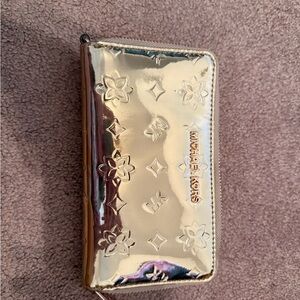 Michael Kors Shiny Gold Floral Wallet